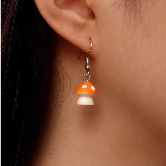 NEW 5 pairs of mushroom earrings, mushroom dangle earrings, stocking stuffer - Picture 2 of 3